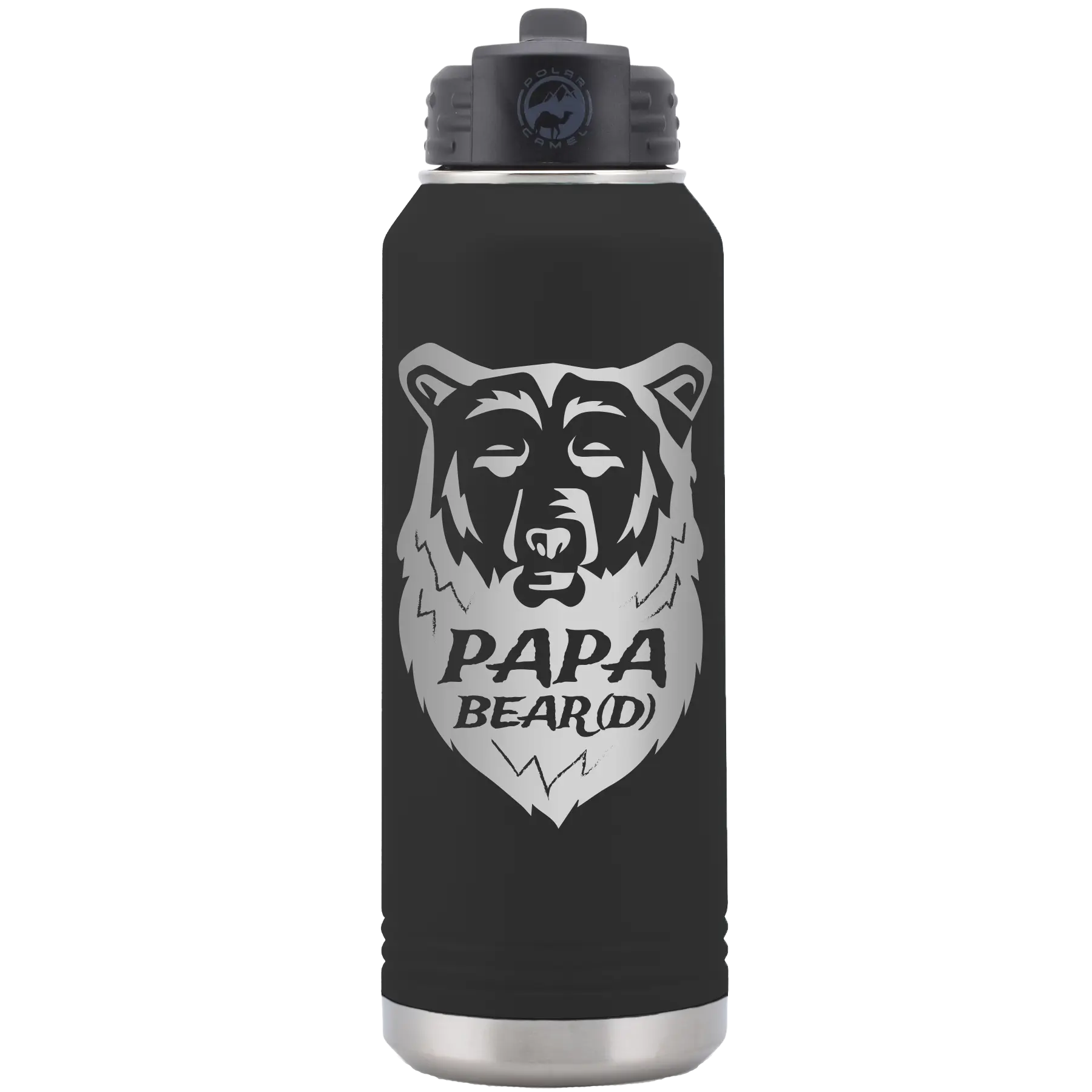 Papa Beard 32 oz Water Bottle | Black
