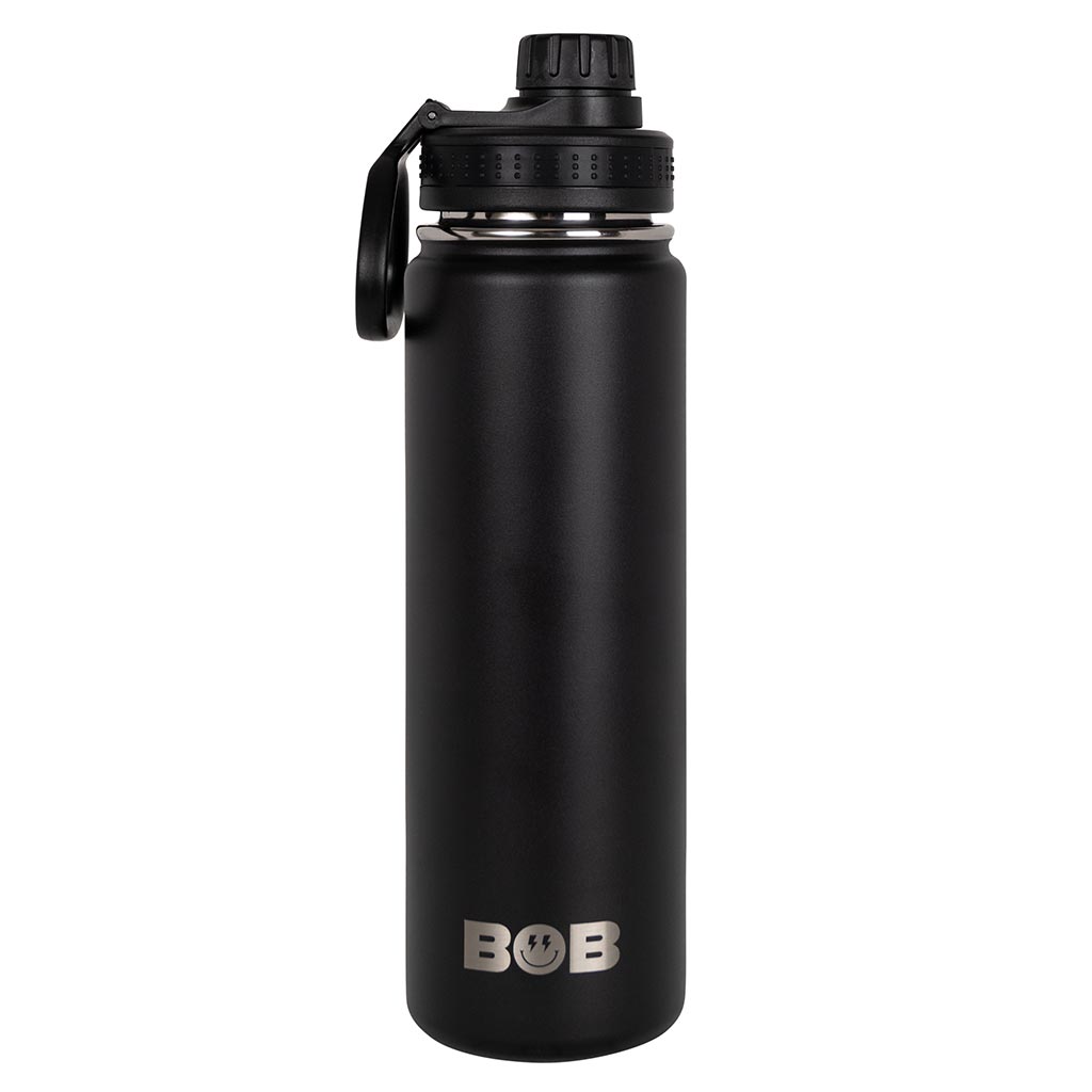 Black Insulated Water Bottle 22oz | Leak-Proof & Double-Wall Vacuum | AquaMotivtTM