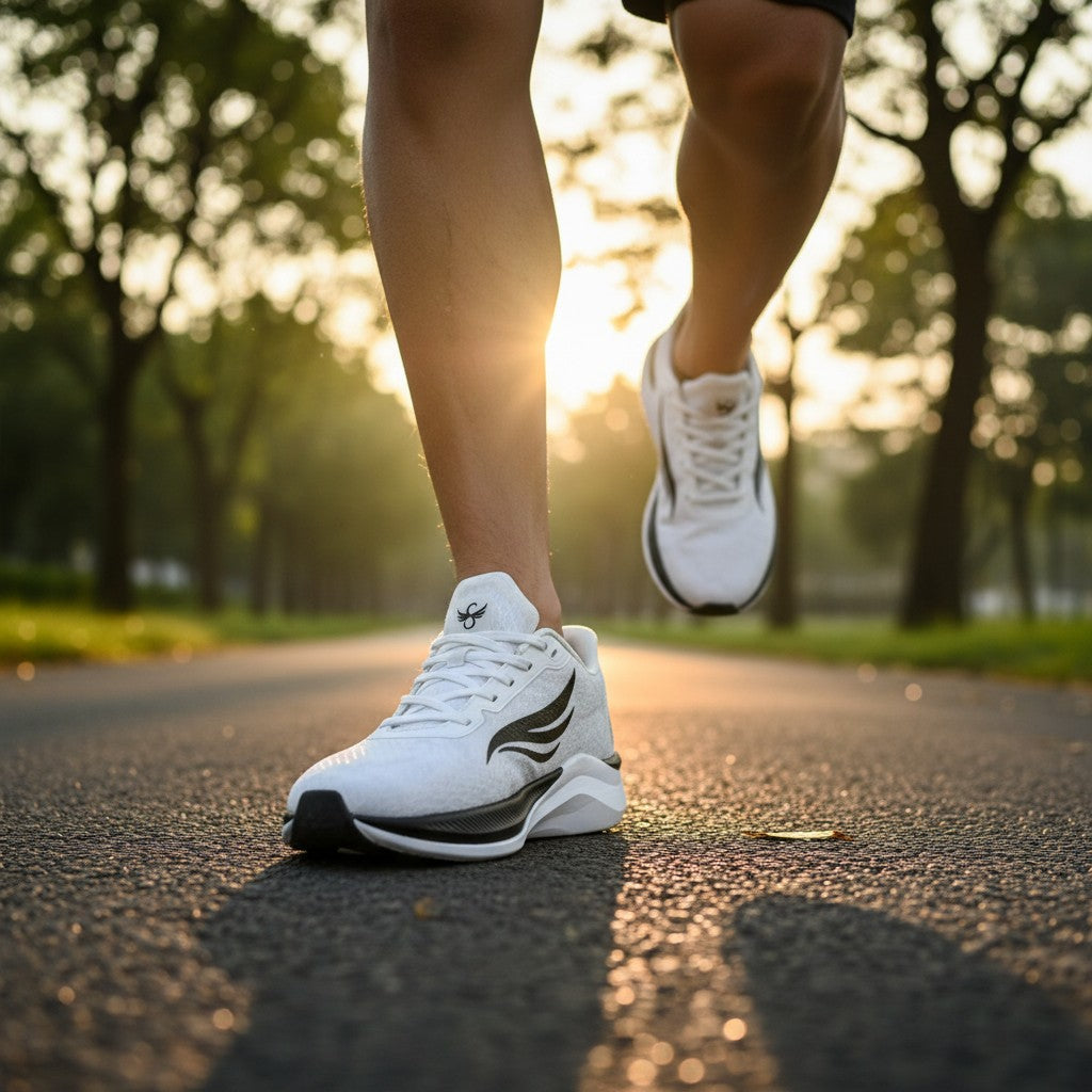 CELER Men's Running Shoes – White | High-Arch Support Road Runner