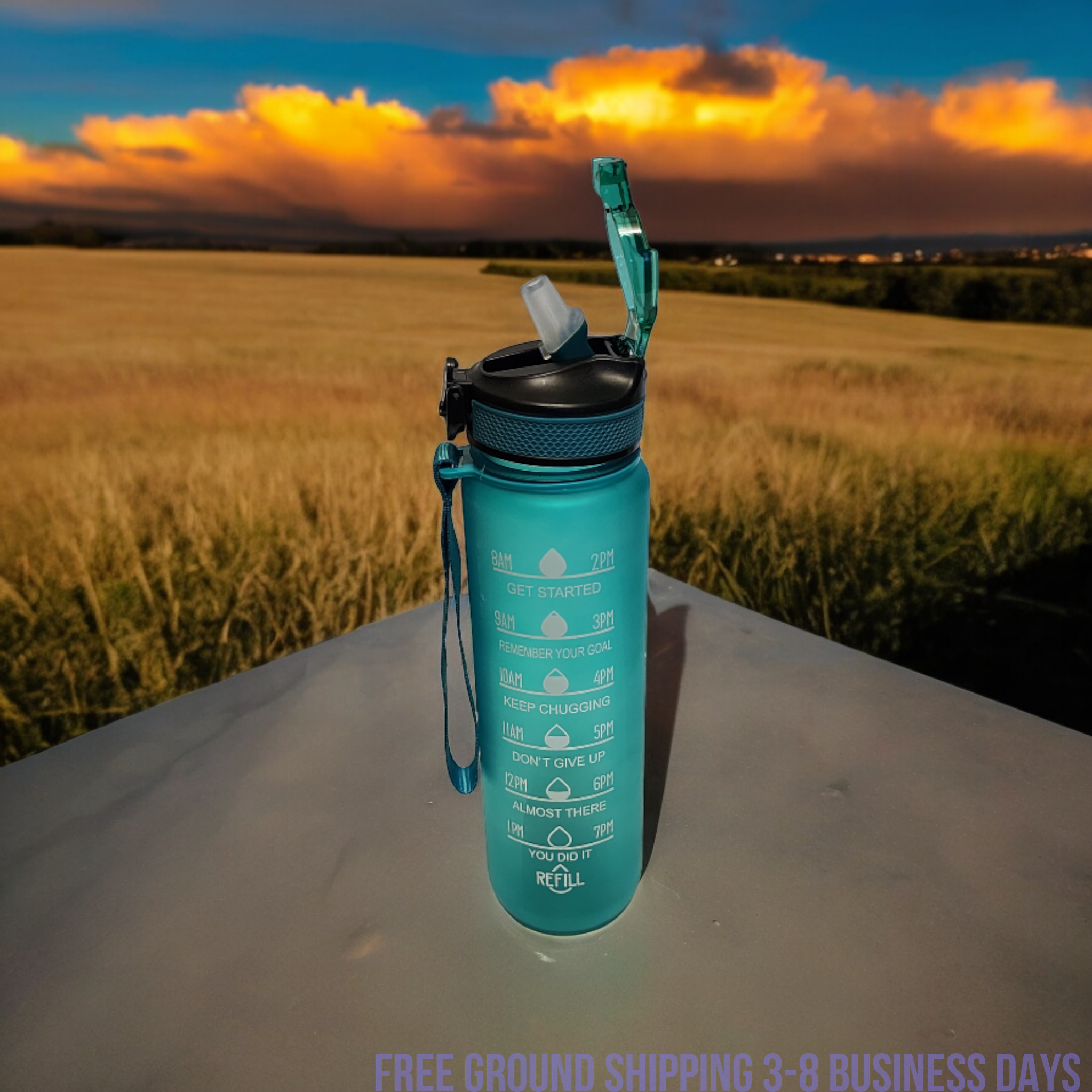 Motivational Water Bottle 32oz with Time Marker | BPA Free | Shipping from USA
