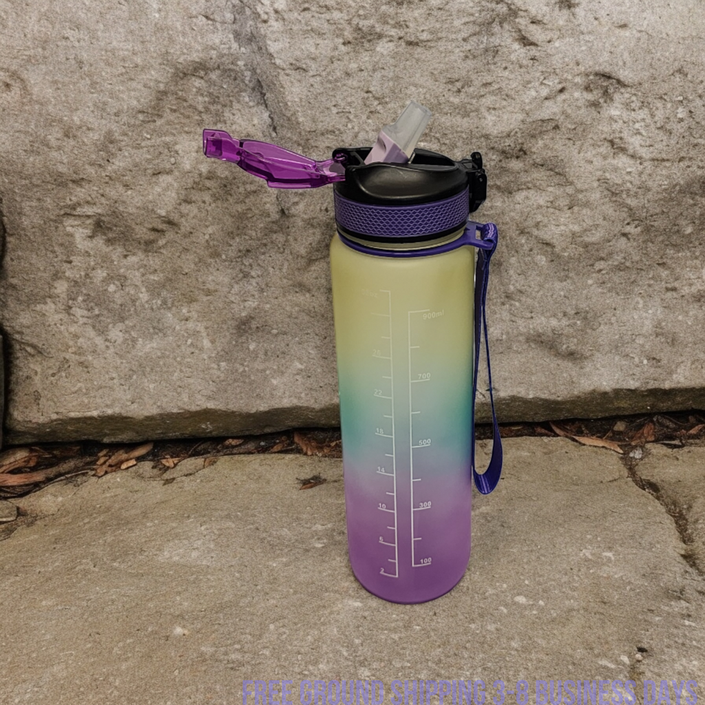 Motivational Water Bottle 32oz with Time Marker | BPA Free | Shipping from USA