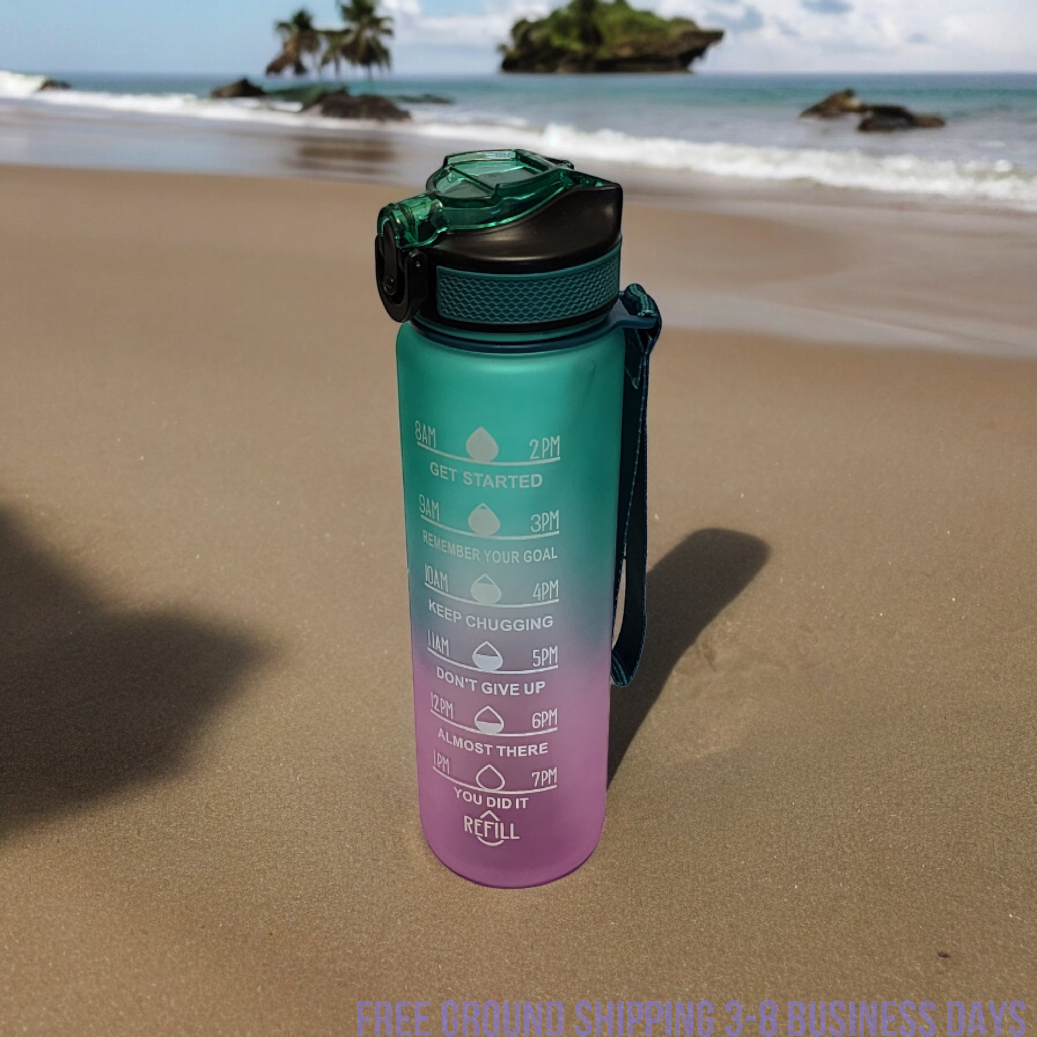 Motivational Water Bottle 32oz with Time Marker | BPA Free | Shipping from USA