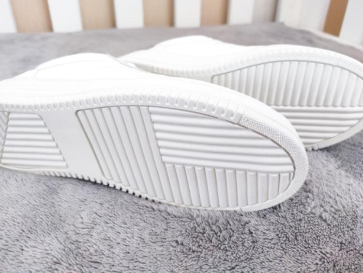 Women's White Leather Sneakers | Lace-Up Casual Fashion Flat Shoe | AquaMotivtTM